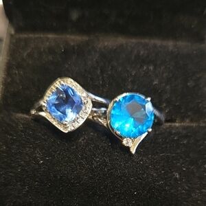 Elegant Blue Gemstone Silver Ring